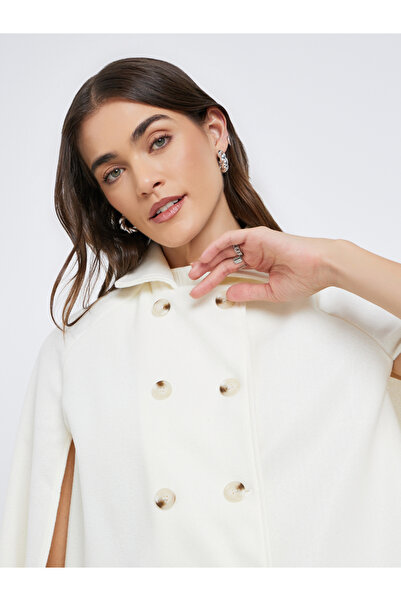 Styli Off-White Longline Double-Breasted Cape Coat