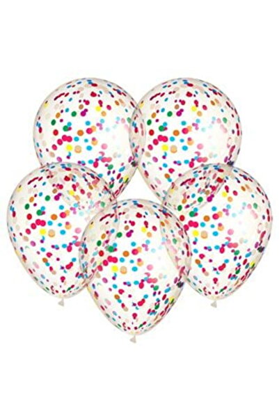OEM Baloane de petrecere transparente cu confetti colorate 30 cm - 5 buc