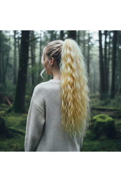 Afrodit Giyim ربطة عنق على شكل ذيل حصان منفوش ومموج / بلاتينيوم فاتح