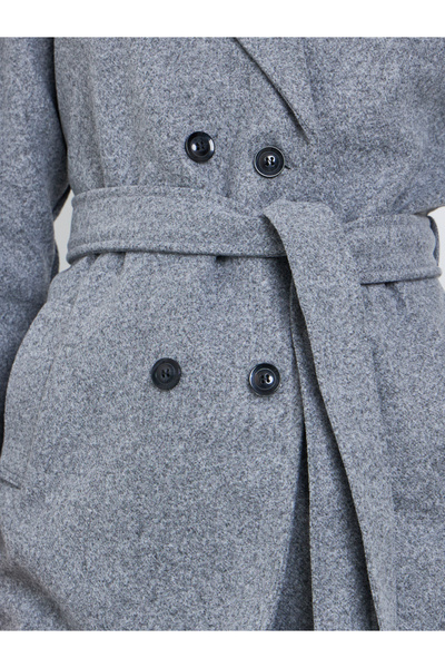 Styli Grey Regular Fit Knee-Length Coat