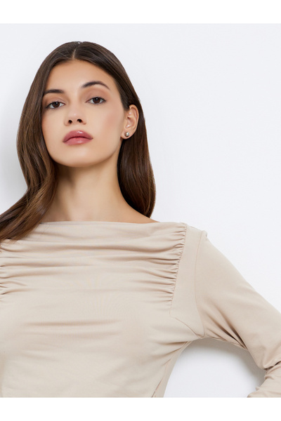 Take Two By Styli Women Knit Long Sleeve Gathered Detail Top