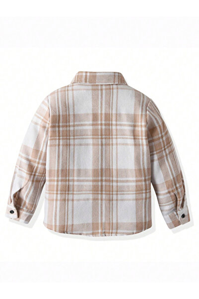 Take Two By Styli Boys Tan Checked Button Front Shirt