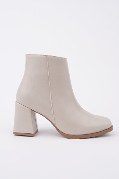 MUGGO DİVİNA Küt Burun Kalın Topuklu Fermuarlı Kadın Bot