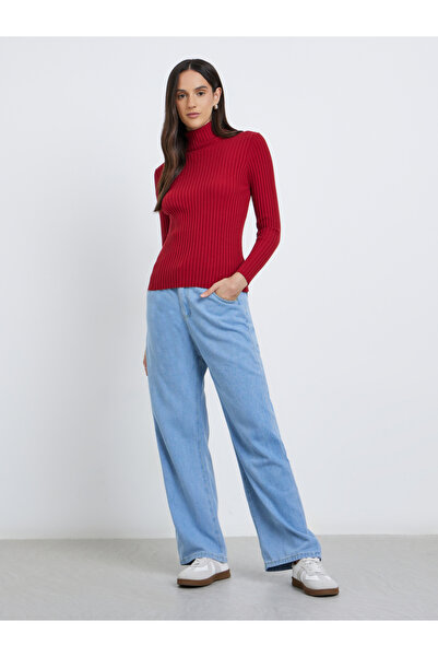 Styli Turtle Neck Ribbed Long Sleeve Top