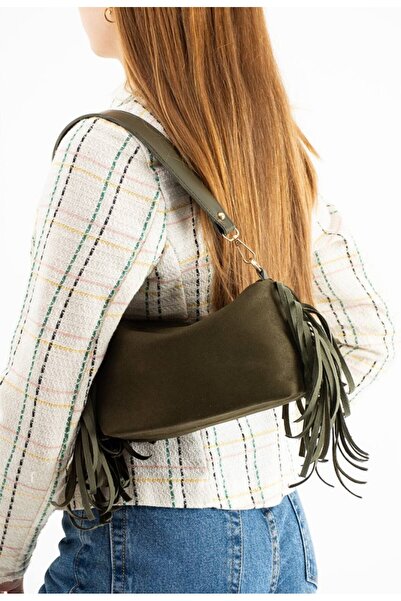 eflanmoda Geantă de umăr și crossbody pentru femei, din piele intoarsa, cu ci...