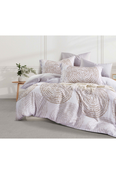 REVE طقم لحاف مزدوج من الألياف الدقيقة مطبوع دائرة، مكون من 4 قطع