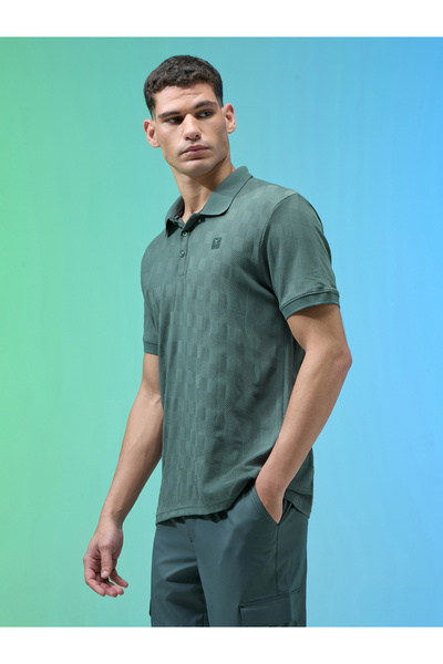 Technosport By Styli Men Jacquard Slim Fit Polo