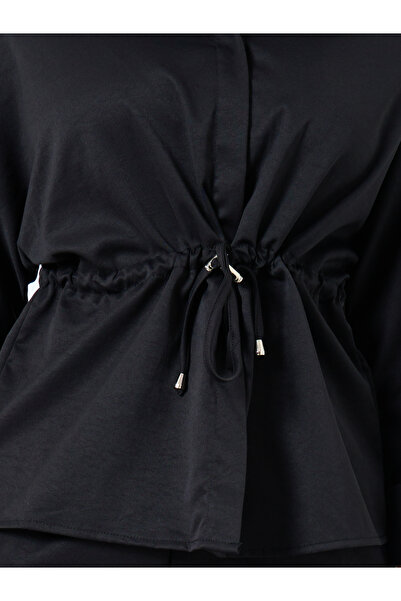 Styli Black Drawstring Detail Shirt and Pants Co-Ords