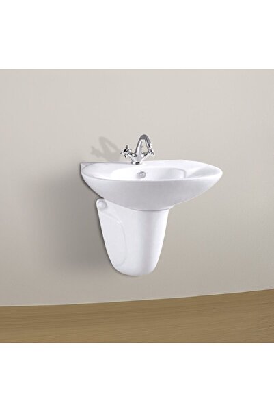 Danube Home حوض غسيل ميلانو معلق على الحائط | حوض سيراميك أبيض أنيق | تصميم موفر للمساحة | ضمان ٥ سنوات