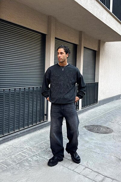 Flaw Wear Αντίκα Μαύρο Φαρδύ Τζιν με Ρίγες