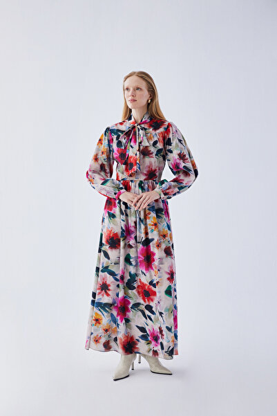 IDYL فستان منقوش بتفاصيل فيونكة