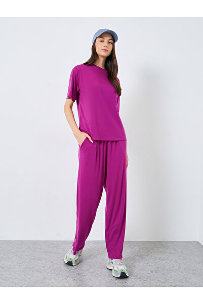 Take Two By Styli Solid Short Sleeve Top and Wide Leg Joggers Co-Ords