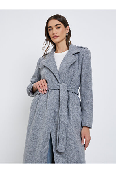 Styli Women Grey Regular Fit Midi Coat