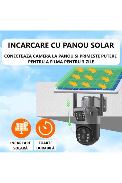 OEM Cameră de supraveghere video cu încărcare solară dublă, WIFI, 5MP, vedere nocturnă