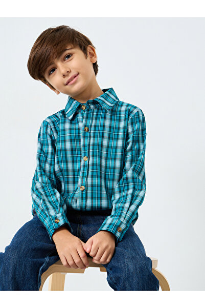 Styli Boys Blue Checkered Long Sleeve Shirt