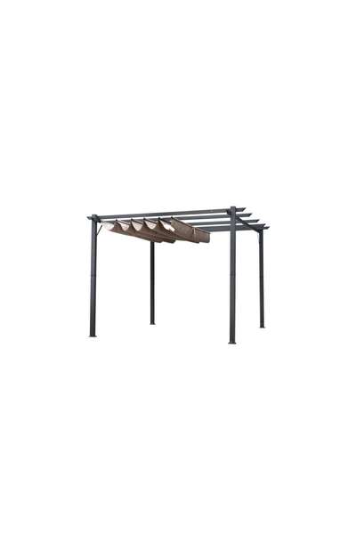 Mercaton Pergola pentru gradina/terasa, retractabila, cadru aluminiu, gri si ...