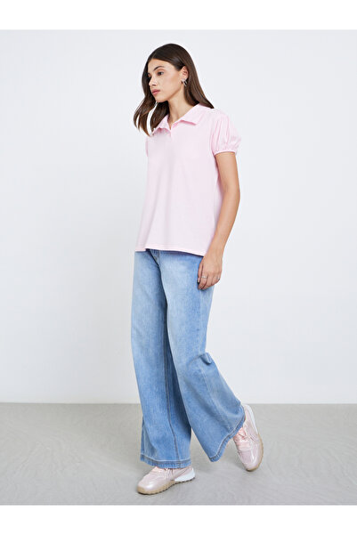 Take Two By Styli Women Pink Plain Regular Polo T-Shirt