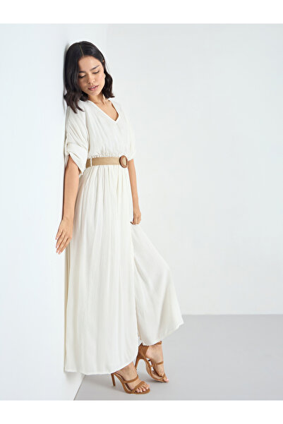 Styli White Belted Maxi Dress