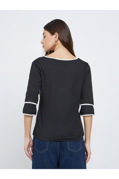 Take Two By Styli Women Black V Neck T-Shirt