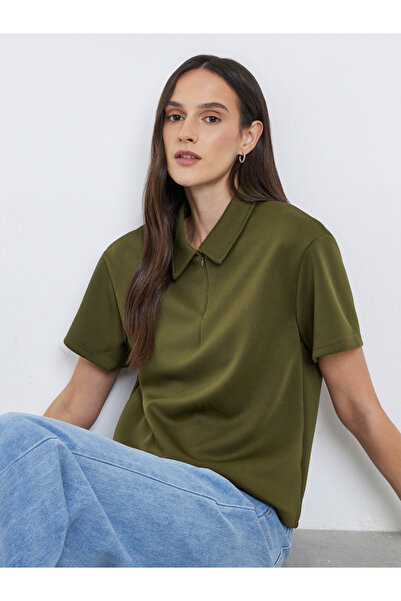 Styli Oversized Half Zip Knitted Polo T-Shirt