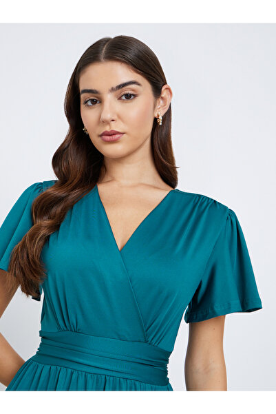 Styli Ruffled Short Sleeves A-Line Maxi Dress