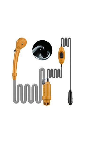 stuffix Portable Shower for Camping with Water Pump and 12V Power Supply, Orange