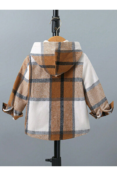 Take Two By Styli Boys Checked Hoodie Button Front Jacket