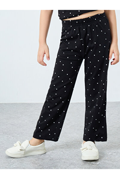 Styli Girls Black Dot Print T-Shirt and Pants Set