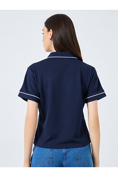 Take Two By Styli Solid Knitted Short Sleeve Polo Top