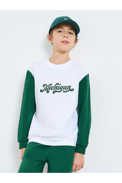 Styli Teens Green Michigan Sweatshirt and Joggers Set