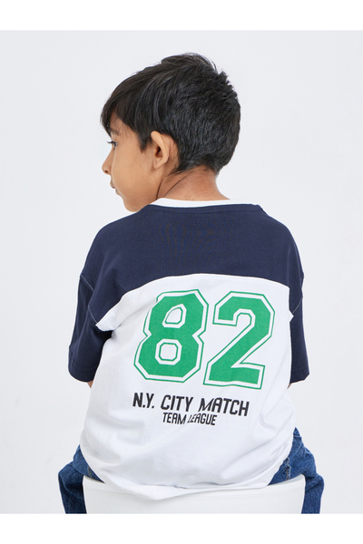 Styli Boys Color Block Printed Oversized T-Shirt