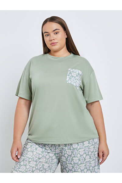 Styli Plus Damask Pocket Print T-Shirt and Pyjama Set