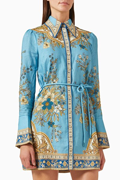 ALEMAIS Cassie Mini Linen Dress, Australian Made, Vintage Floral Pattern