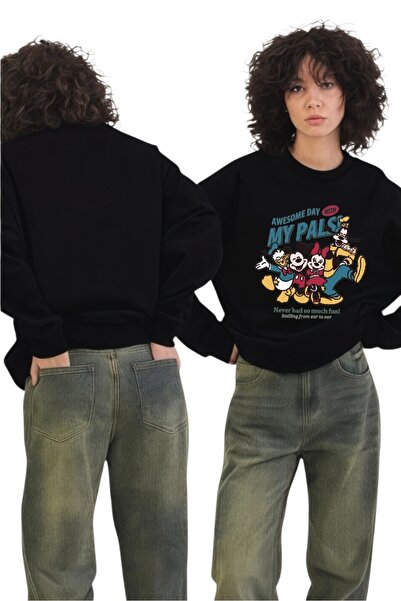 ArtYus Φούτερ με μακρυμάνικο μονόχρωμο σχέδιο Mickey Minnie Transfer με τύπωμα