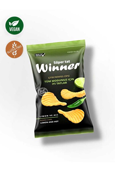 WINNER Vegan Ve Glutensiz İçerik Acı ve Limon Aromalı Patates Cips 50gr