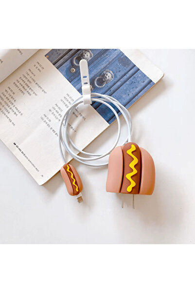OSG iPhone Uyumlu 3D Sosisli Şarj Başlığı ve Uç Korumalı Set