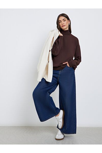 Styli Coffee Brown Turtleneck Oversized Sweater