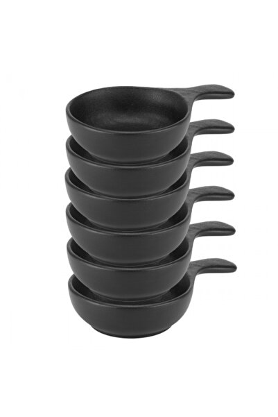Culinaro Set 6 boluri cu maner din portelan Meteor Black 25,5x15xh5,2cm