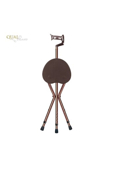 QUAL BRAND Folding Cane with Seat, Adjustable Aluminum, Dual Purpose, Non-Slip Tips, Ideal for Walking Support