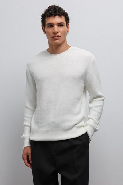 Antioch Ecru Textured Men's Sweater
