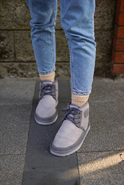 Sivarro Bağcıklı Süet Tüylü Kadın Bot - Gri