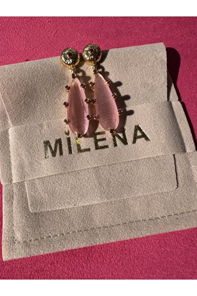 Milena Designer Store أقراط بتصميم الحجر الطبيعي مع حجر متدلي