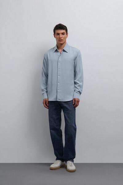 Antioch Bebe Blue Technical Regular Fit Men's Shirt