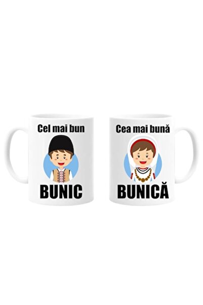 OEM Set 2 Cani Personalizate pentru Bunici cu mesaj: 'Cel mai bun Bunic, Cea ...