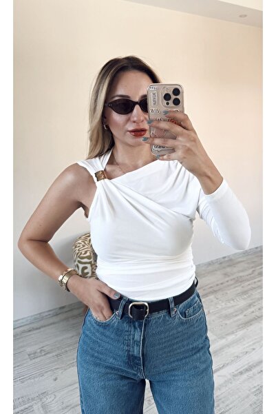 BeeYouStudio Gathered Long Sleeve Blouse with Sleeve Accessory Detail