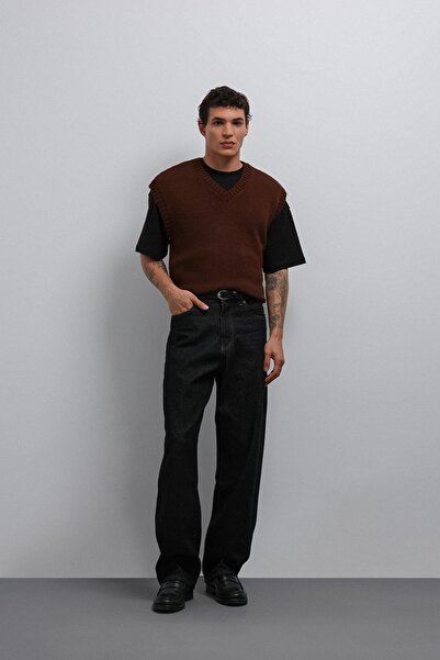 Antioch Brown Knitted Men's Knitwear Vest