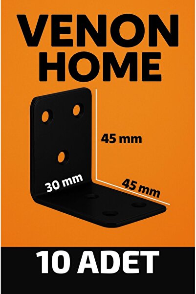VENON SİYAH Mobilya Eşya Dolap Deprem Sabitleyici Köşebent Bağlantı Aparatı L...