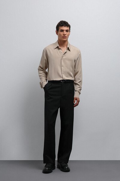Antioch Black Relax Fit Pleated Men's Trousers