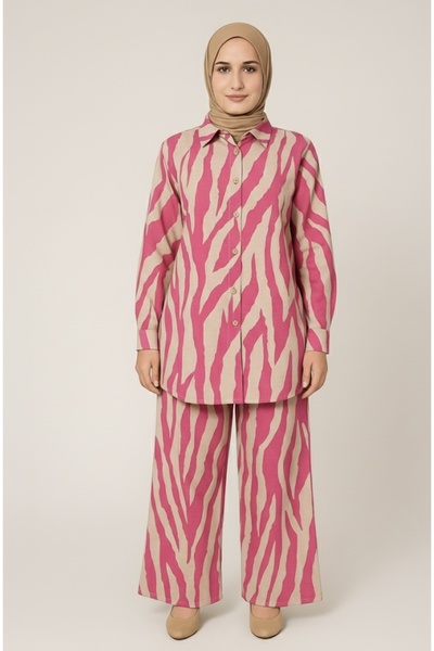 SheLoria Women's Pink Tunic Pants Modal Two-Piece Set