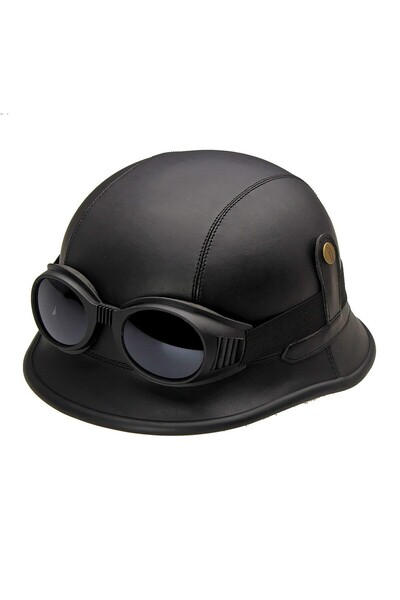 Flippy Casca Moto WW2, imbracata in piele ecologica, cu ochelari